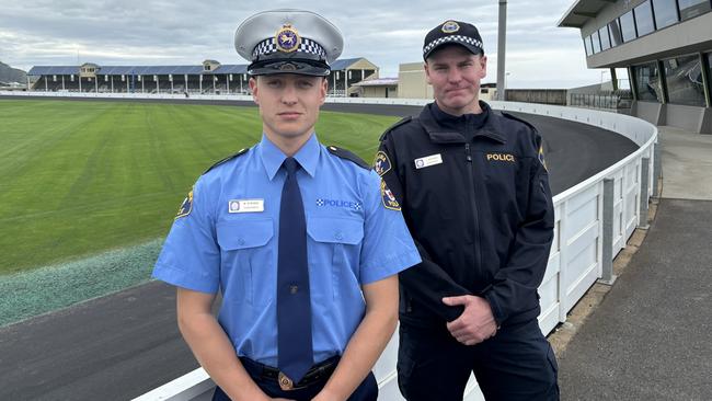 Constable Benjamin Strong and Constable Jamie Duggan at the Western District award and medal ceremony in Burnie. Picture: Simon McGuire.