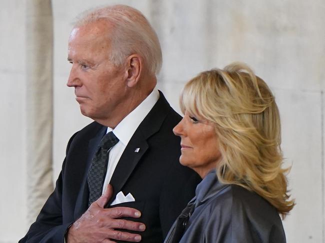 Joe and Jill Biden paid their respects to the Queen. Picture: Getty Images.