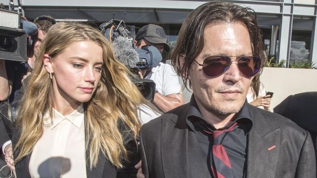 Johnny Depp and his wife Amber Heard appear in Southport Court. Picture: AAP Image/Glenn Hunt