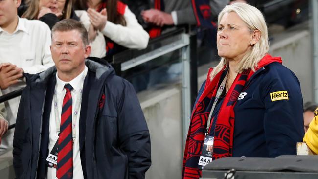 Melbourne CEO Gary Pert and club president Kate Roffey. Picture: Getty Images