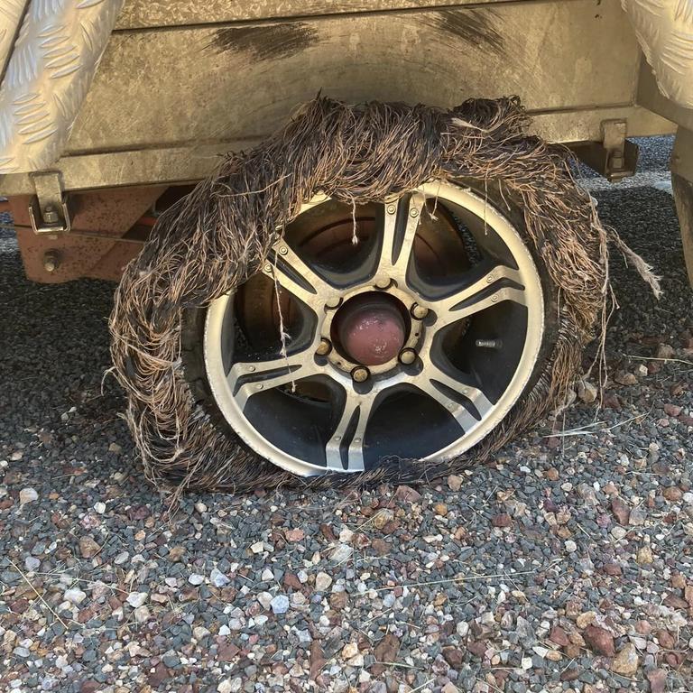 A driver has issued a warning after shredding his van tyre. Picture: Facebook