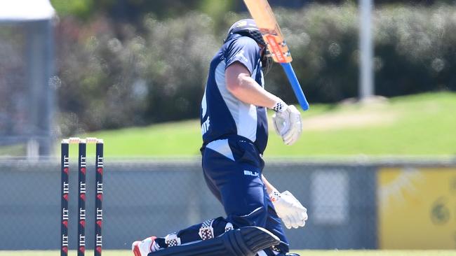 Cameron White crumpled to the ground after being hit with a Billy Stanlake beamer.