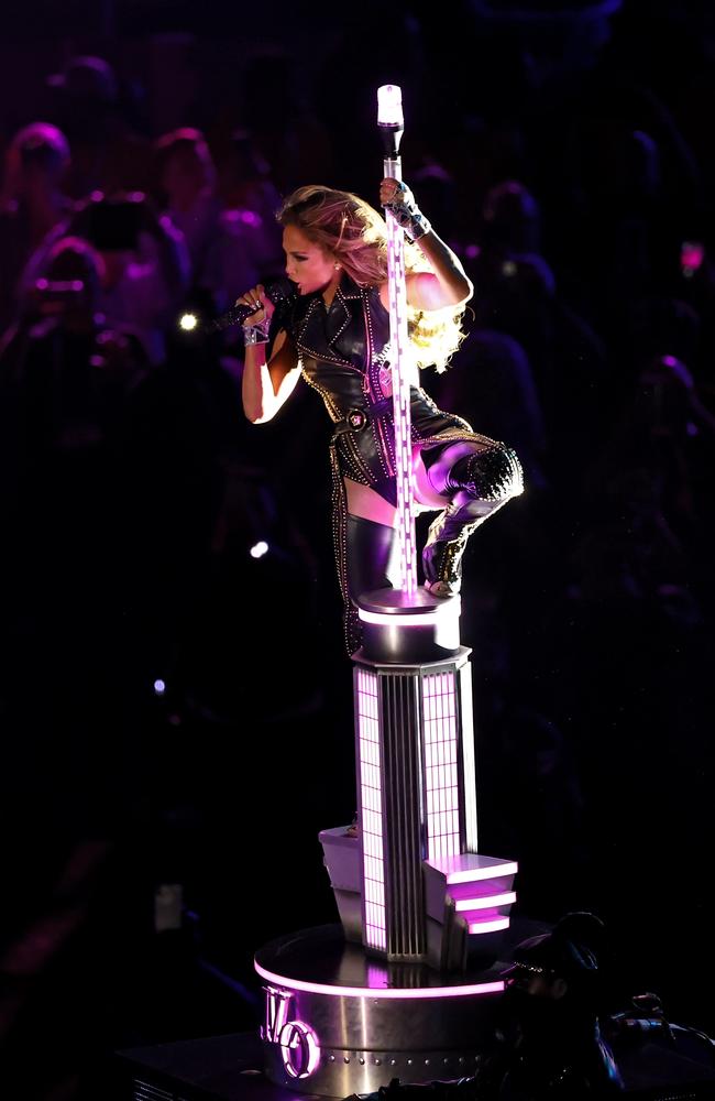 This is how Jennifer Lopez and her pole won the Super Bowl. Picture: Getty Images