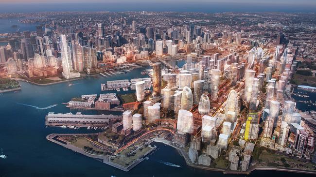 An artist impression showing what Pyrmont might look if it was developed into an entertainment, residential and commercial precinct to rival the CBD.