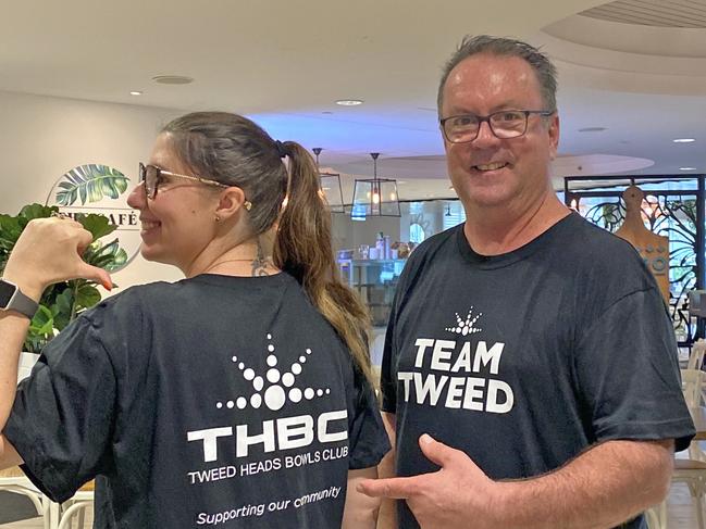 Tweed Heads Bowls Club's Emilie Gachassin and Brad Whittaker will take on the 24km Kingscliff Coast Charity Walk this Saturday. Photo: SUPPLIED