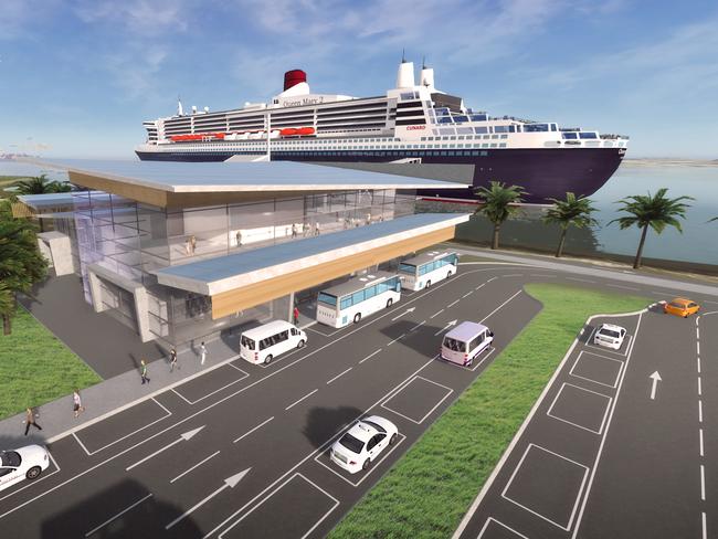 Artist’s impression of the Luggage Point mega cruise ship terminal