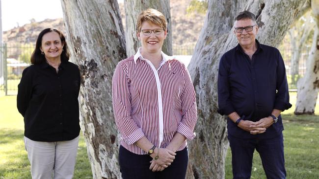 Territory Alliance Braitling candidate Dale McIver, centre, with party deputy leader Robyn Lambley and leader Terry Mills. Picture: Supplied