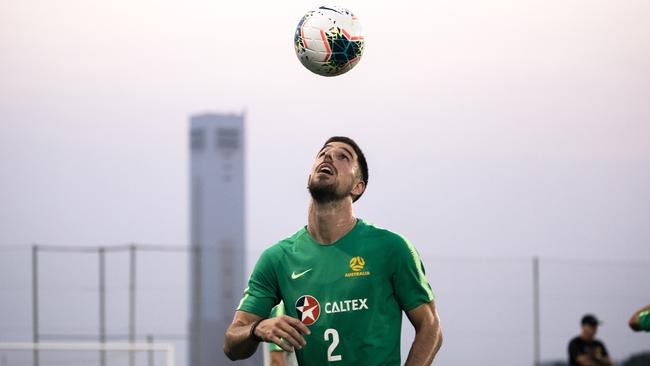 Defender Milos Degenek training with the Socceroos in Dubai. Picture: Tristan Furney