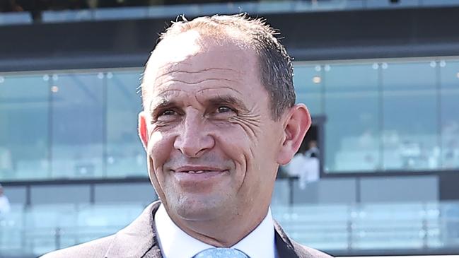 SYDNEY, AUSTRALIA - DECEMBER 14: Trainer Chris Waller celebrates after Tommy Berry riding Saltcoats  Ã¢â¬â¹wins Race 6 Coolmore Spelling @ Mount White during Sydney Racing at Royal Randwick Racecourse on December 14, 2024 in Sydney, Australia. (Photo by Jeremy Ng/Getty Images)