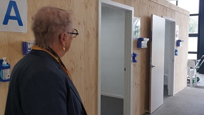 Kyneton District Health chief executive Maree Cuddihy takes a tour through the new Respiratory Assessment clinic in Kyneton.