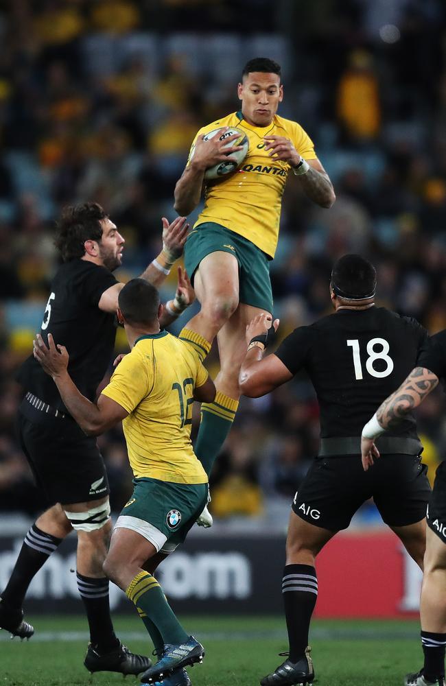 Folau flies high. Picture: Brett Costello