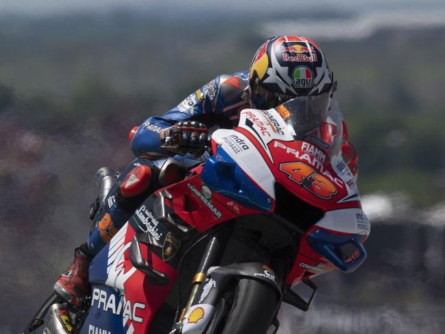 AUSTIN, TEXAS - APRIL 14:  Jack Miller of Australia and Pramac Racing lifts the front wheel during the MotoGP race during the MotoGp Red Bull U.S. Grand Prix of The Americas - Race at Circuit of The Americas on April 14, 2019 in Austin, Texas. (Photo by Mirco Lazzari gp/Bongarts/Getty Images)