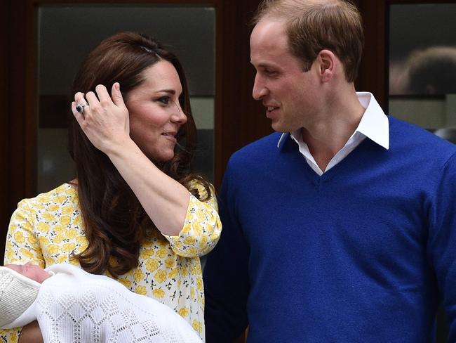 The Duke and Duchess of Cambridge with their newborn second child Princess Charlotte. Picture: AFP Photo / Leon Neal