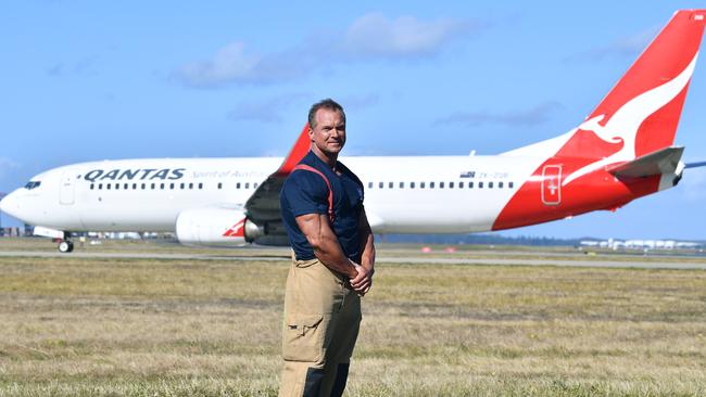 Aviation firefighter Justin Wessels at Sydney Airport. Pic: AAP Image/Joel Carrett