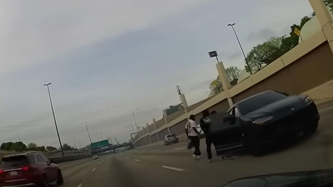 Dashcam video broadcast by WFAA shows a crash reportedly involving Kansas City Chiefs wide receiver Rashee Rice in Dallas. WFAA/Bill Nabors