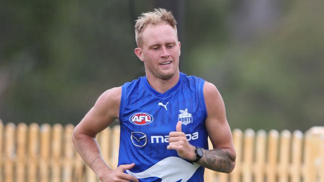 Jaidyn Stephenson at North Melbourne training. Picture: David Crosling