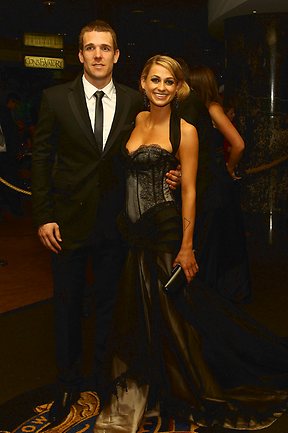 <p>Dane Swan and Taylor Wilson at the 2011 Brownlow. Picture: Getty</p>