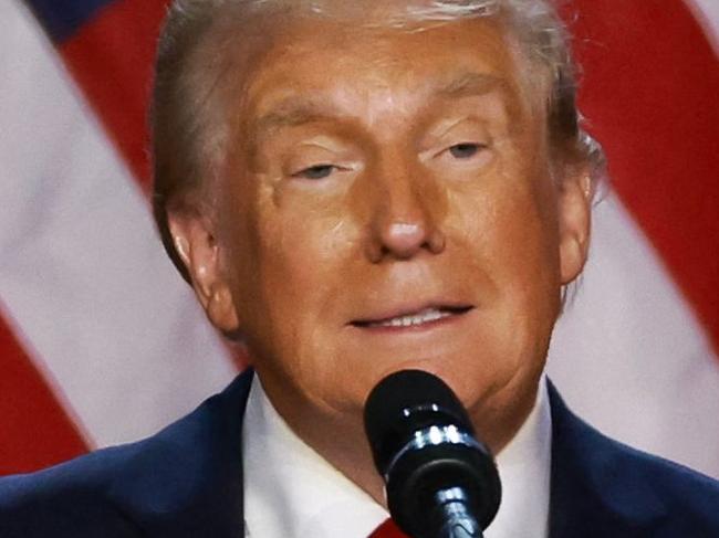 WEST PALM BEACH, FLORIDA - NOVEMBER 06: Republican presidential nominee, former U.S. President Donald Trump speaks during an election night event at the Palm Beach Convention Center on November 06, 2024 in West Palm Beach, Florida. Americans cast their ballots today in the presidential race between Republican nominee former President Donald Trump and Vice President Kamala Harris, as well as multiple state elections that will determine the balance of power in Congress.   Joe Raedle/Getty Images/AFP (Photo by JOE RAEDLE / GETTY IMAGES NORTH AMERICA / Getty Images via AFP)