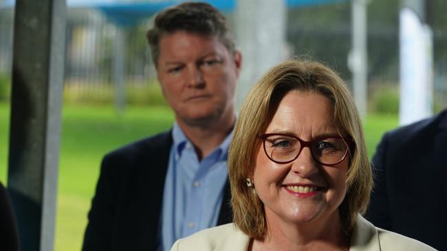 Victorian Premier Jacinta Allan and Education Minister Ben Carroll pictured in Werribee in January. Picture: Luis Enrique Ascuia/NewsWire