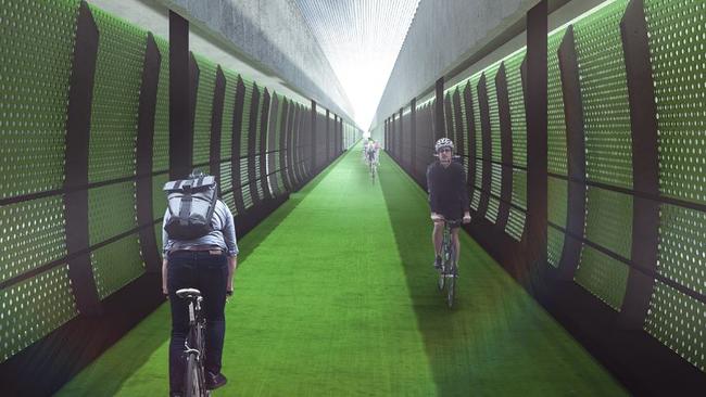 Proposed design of the elevated veloway. Source: West Gate Tunnel Project