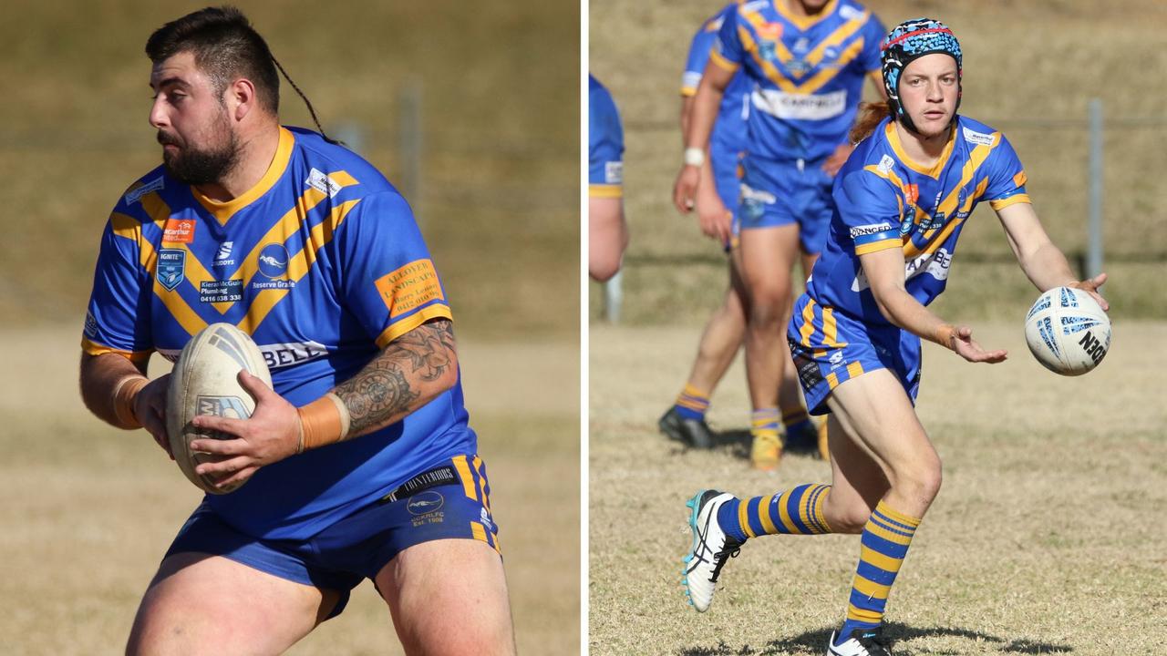 (L-R) Anthony Clarke and Tyrone Tsagalias in action for Campbelltown City Kangaroos. Picture: Campbelltown City