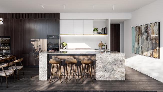 Artist impression of kitchen within apartment block at 26 Whistler St Manly. Picture: supplied