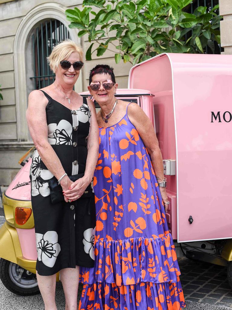 Kerry Tully and Robyn Collins at Customs House for the A Very Moët Christmas event presented by the Effervescence Luncheon Series and hosted by champagne educator Amanda Reboul. Socials: Damien Anthony Rossi Picture: Ange Costes Photography