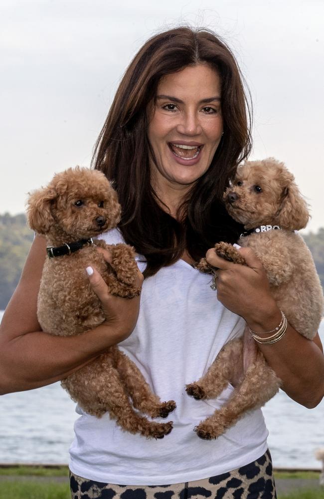 Krissy Marsh, with her dogs Bondi and Bronte, ahead of the Ronald McDonald House charity walk on Saturday. Picture: Liam Mendes