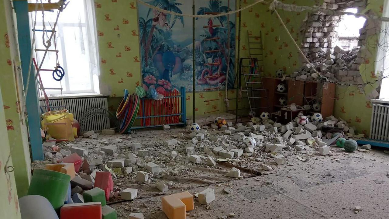 Prime Minister Boris Johnson has labelled an attack on Ukrainian kindergarten a ‘false flag’. Picture: Ukrainian Joint Forces Operation press-service/AFP