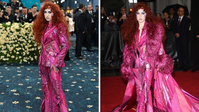 Chappell Roan brought her ‘Pink Pony Club’ to the Met Gala carpet in a vintage rock star outfit reminiscent of David Bowie. Picture: Getty