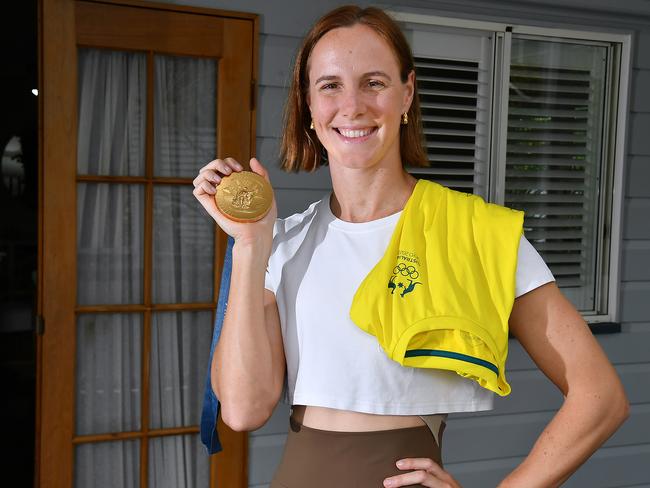 Bronte Campbell in her Coorparoo home which is now listed for sale.Saturday November 16, 2024. Picture, John Gass