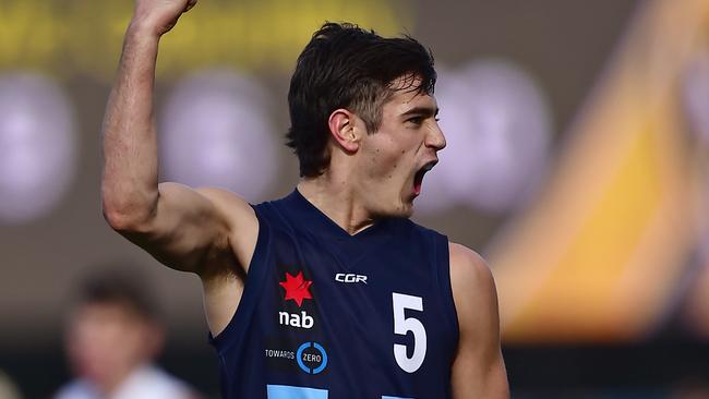 Patrick Naish celebrates a goal playing for Vic Metro. Picture: Stephen Harman