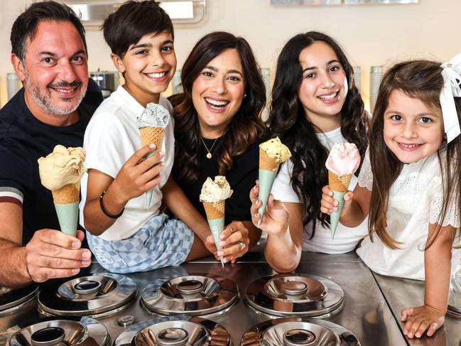 NEWS ADVGeorge with his wife Mesha and their kids Archie 10,Amalia 12 & Maisie 4 at their new  Ice cream store Ã¢â&#130;¬ËSt LouisÃ¢â¬â¢  at Glenelg ...Image/Russell Millard Photography