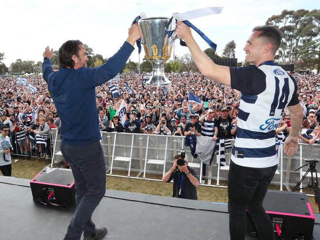 Scott and Selwood share the spoils. Picture: NCA NewsWire / David Crosling