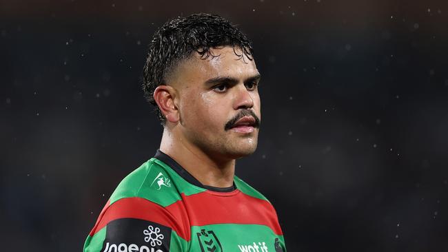 SYDNEY, AUSTRALIA - JUNE 14: Latrell Mitchell of the Rabbitohs looks on during the round 15 NRL match between South Sydney Rabbitohs and Brisbane Broncos at Accor Stadium, on June 14, 2024, in Sydney, Australia. (Photo by Cameron Spencer/Getty Images)