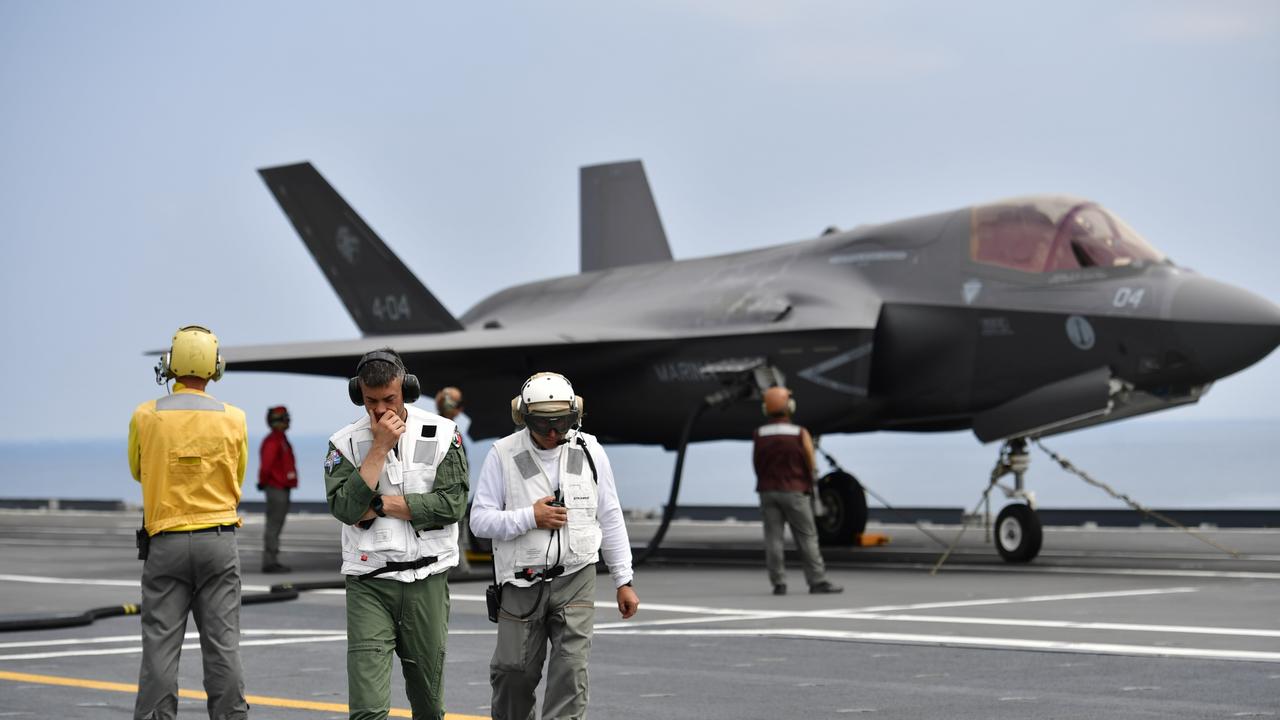 The F-35 was on deck for no more than 10 minutes before it took off for another mission. Picture: Pema Tamang Pakhrin