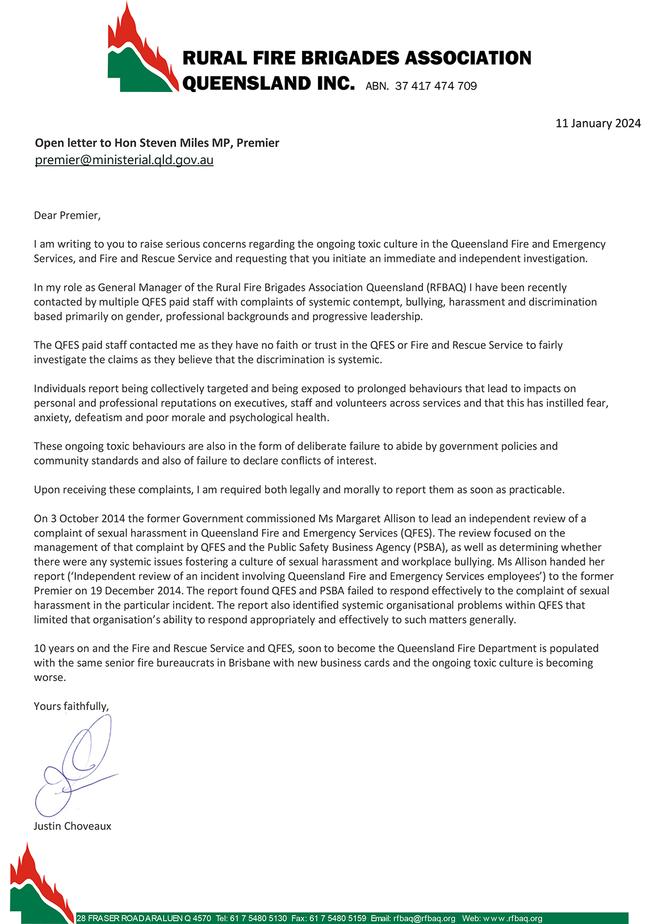 The letter to the Premier