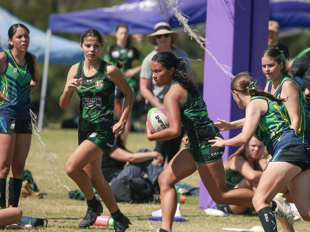 Cavendish Road State High V Innisfail State High at the 2024 Gold Coast Titans All Schools Touch Football Picture: Glenn Campbell