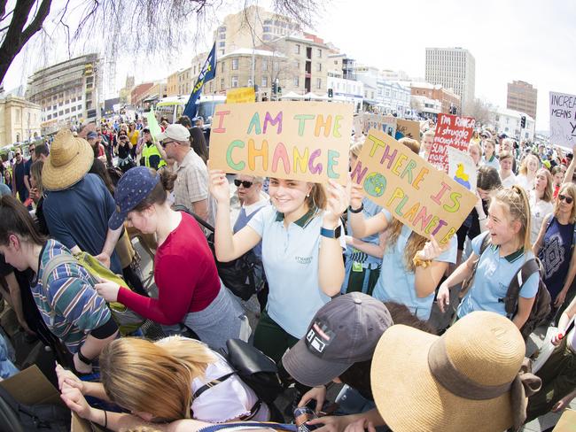 Climate strike rally in Hobart. Picture: RICHARD JUPE