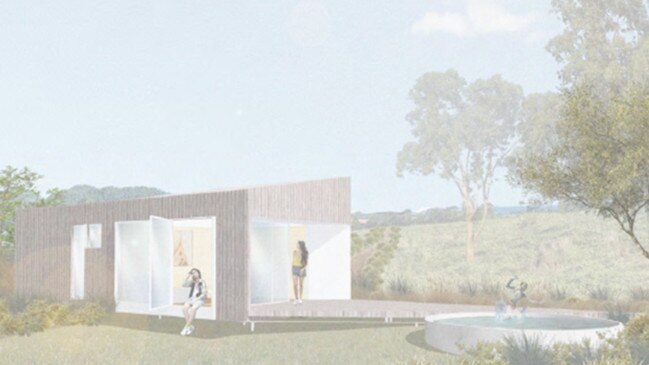 An artist's impression of the south elevation of one of the six tourist cabins proposed for 533 Bangalow Rd in Talofa. The proposal will go before Byron Shire Council on October 15.