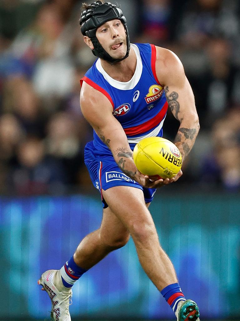 Caleb Daniel in action for the Western Bulldogs against Port Adelaide last season. Picture: Michael Willson/AFL Photos via Getty Images