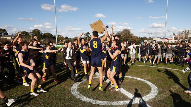 Whitefriars College celebrate. Picture: Daniel Pockett/AFL Photos/via Getty Images