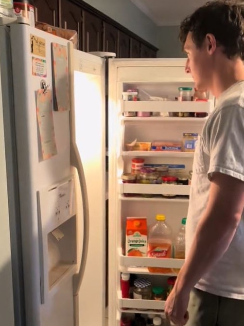 The husband had placed a pot filled with leftover dinner his wife had cooked in the fridge – without covering its contents. Picture: TikTok/worldpeas