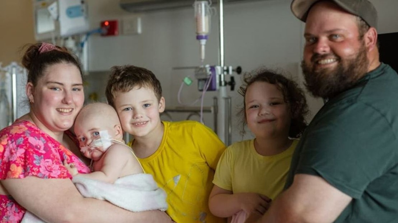 Natasha, Marliah, Jaxson, Isabella and Blayne Eastment in their final family photo with Marliah.