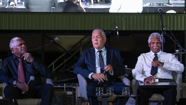 John Pepperill, Norman Hagen and Ronald 'Barney''&#149; Quall at the 2023 AFLNT Hall of Fame. Picture: Pema Tamang Pakhrin