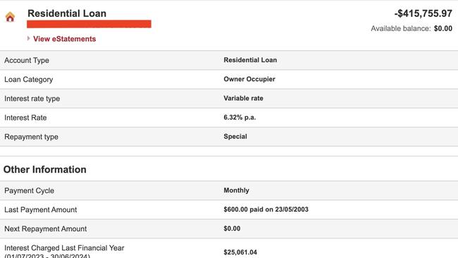 Documents showing the loan details. Picture: Supplied