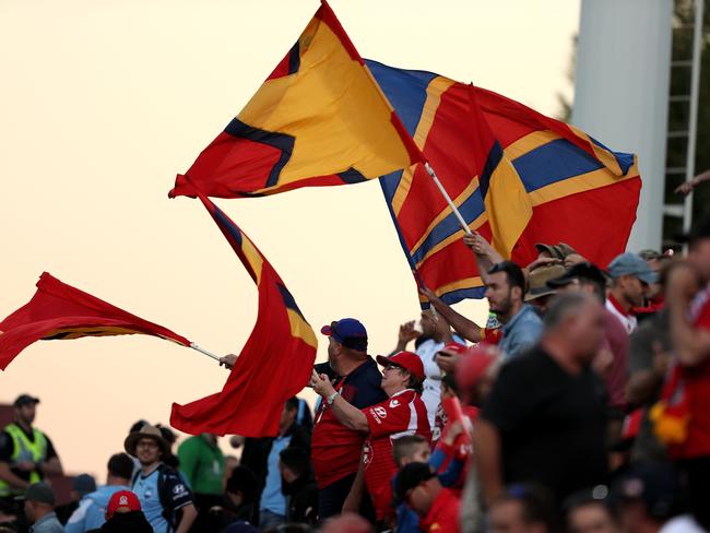 Adelaide United fans show their colours.