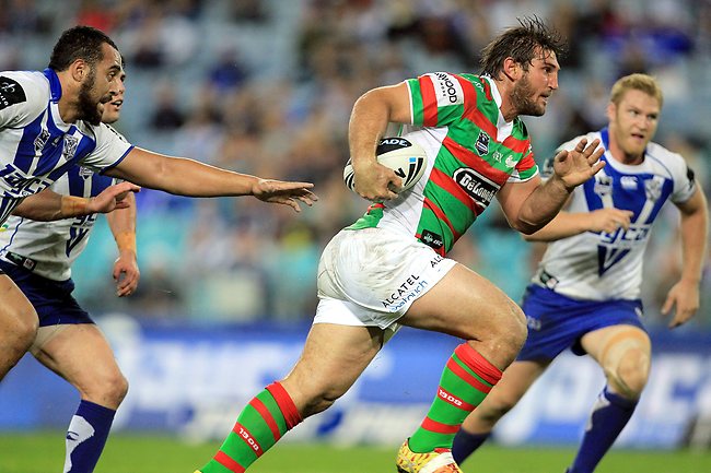 NRL round 13 - Bulldogs v Rabbitohs: Dave Taylor goes over for a try. Picture: Mark Evans