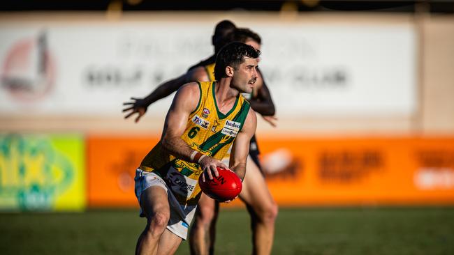 Zachary Robinson as St Mary's took on the Tiwi Bombers in the 2024-25 NTFL men's semi-final. Picture: Pema Tamang Pakhrin