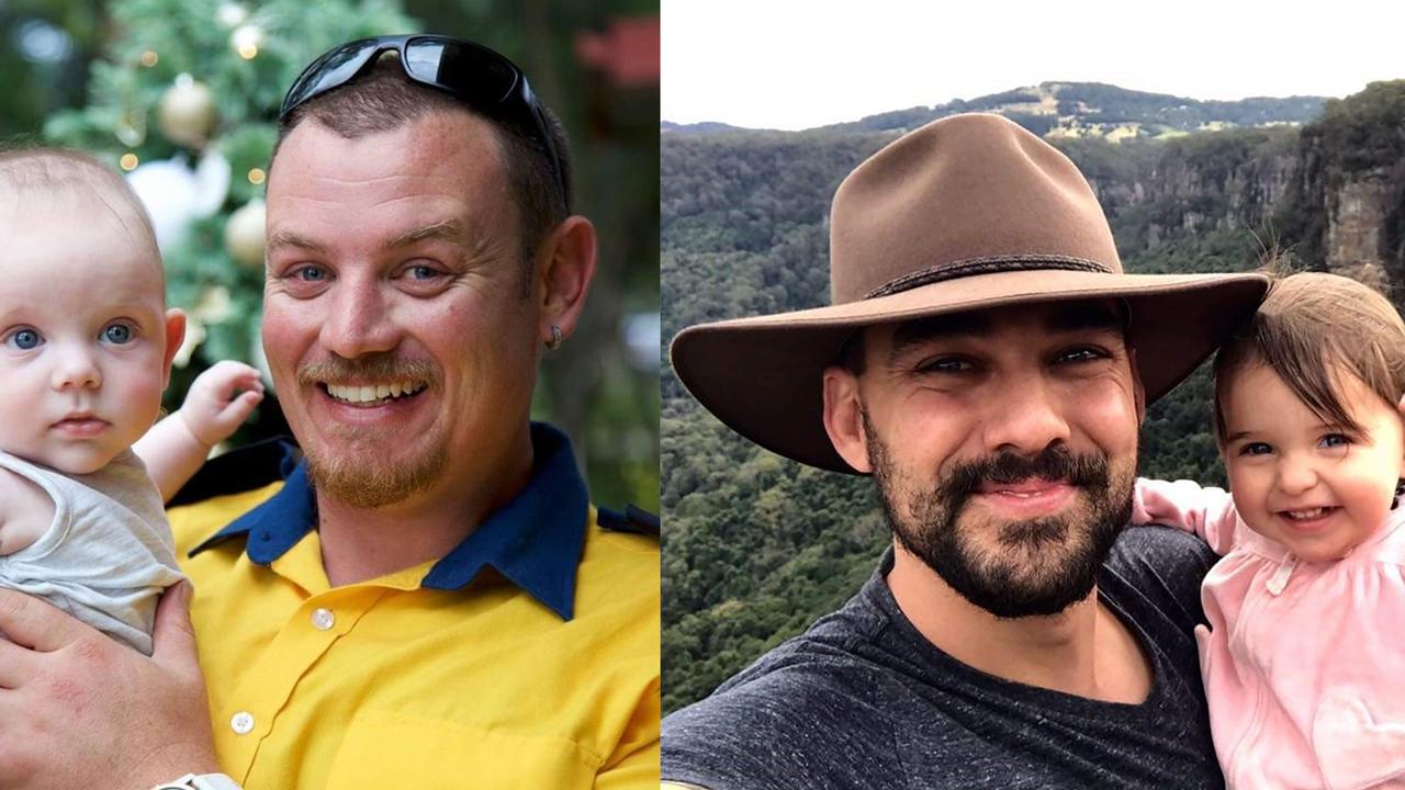 NSW RFS firefighters Andrew O'Dwyer (right) and Geoffrey Keaton (left). picture: AAP/Supplied by Social Media.